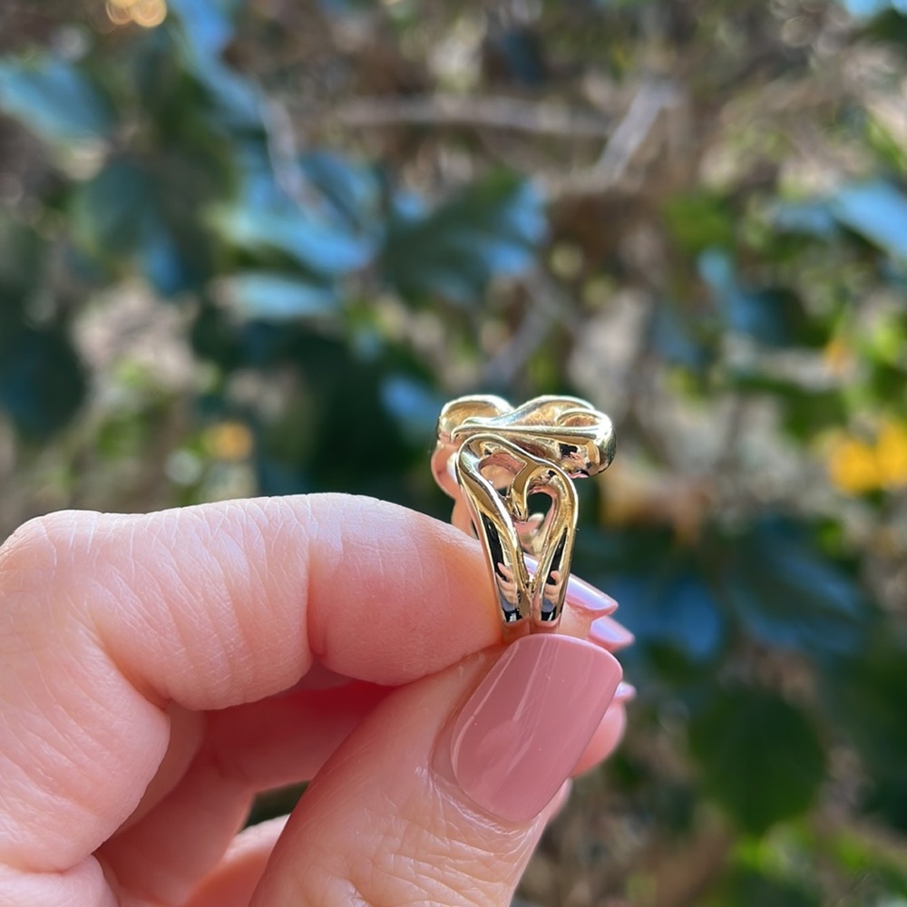 14K Solid Yellow Gold Multiple Heart Ring - Picture 6 of 15